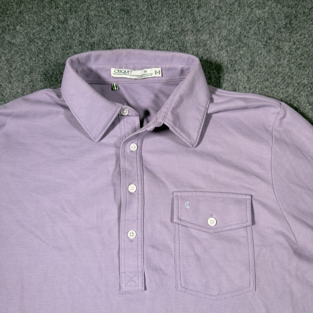 Criquet Players Shirt Long Sleeve Polo Mens Medium Purple Pima Cotton Vintage